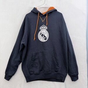 Real Madrid Hoodie Mens XL Blue Fleece Pullover Soccer Club